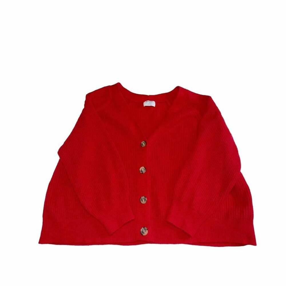 Old Navy Red Chunky Shaker-Stitch V-neck Sweater Cardigan 3XL